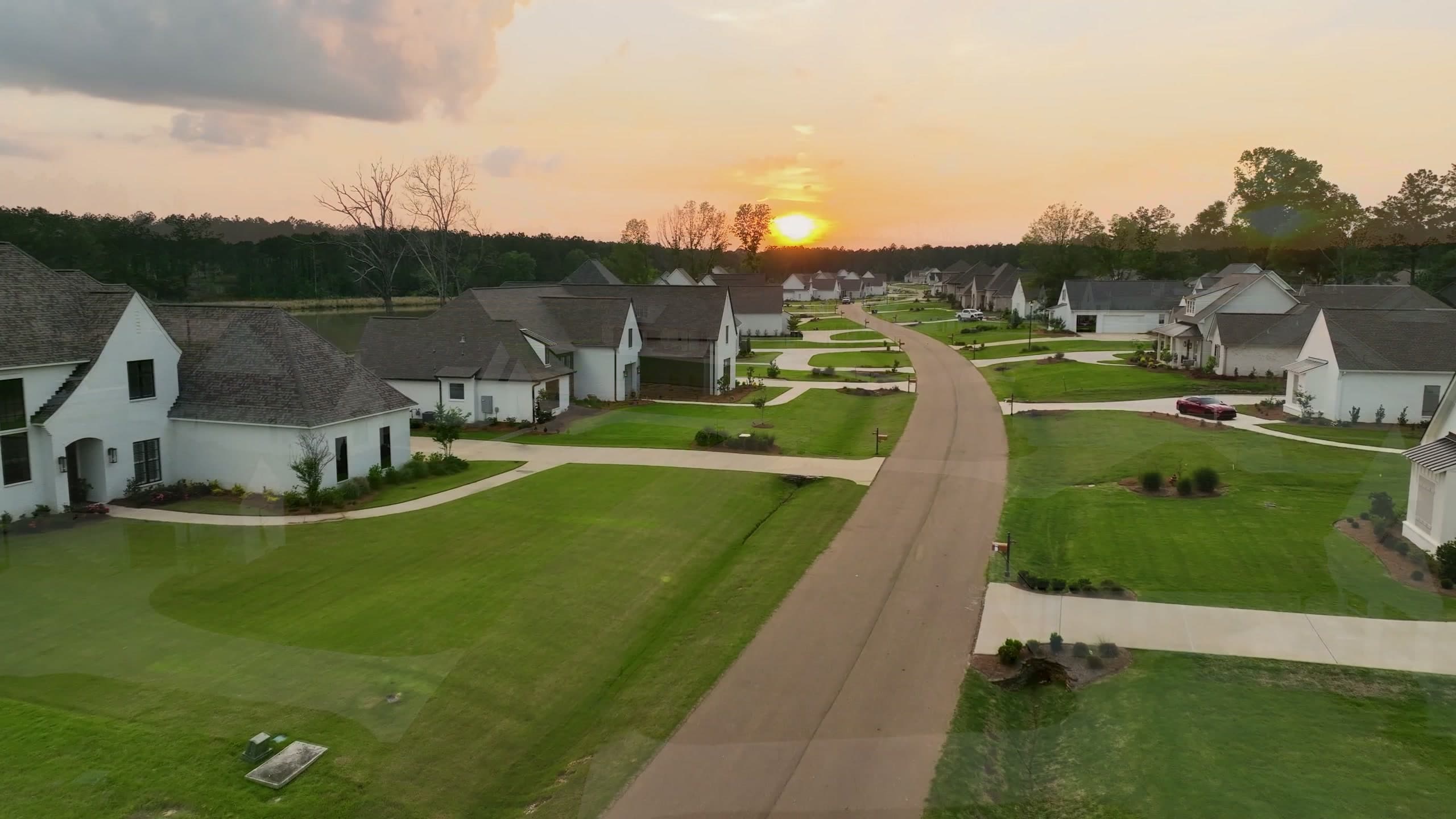 A street at sunset